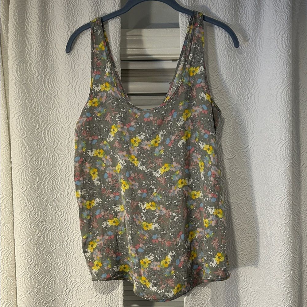 Intimately Free People Gray Floral Tank Top Size Small